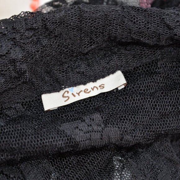 Vintage Y2K Sirens Sheer Black Lace Button Up Shirt Sz S - Picture 4 of 5